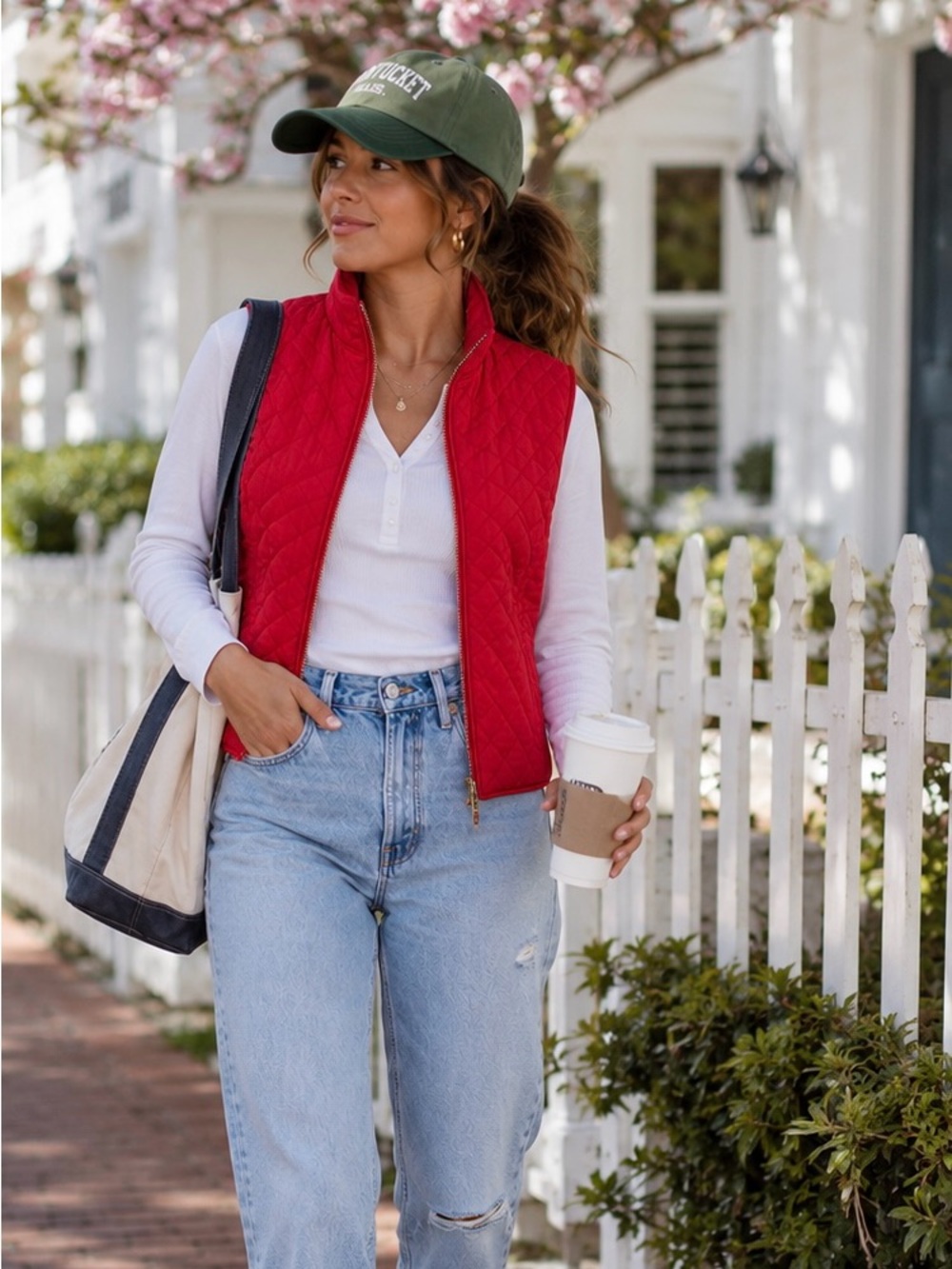 Northern Reflections Quilted Red Sleeveless Zip-Front Vest - Size M